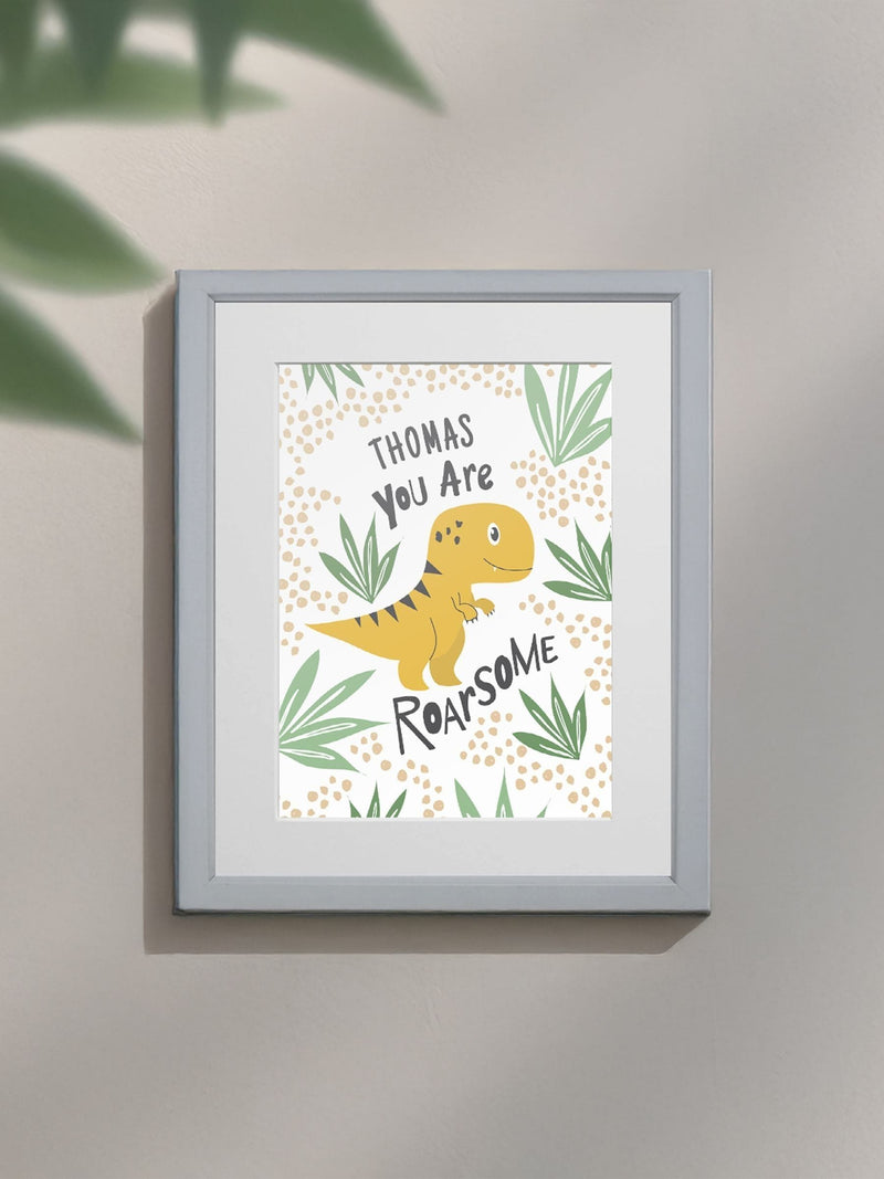Jonnys Sister personalised dinosaur framed print 12x10 inch, imported from the UK