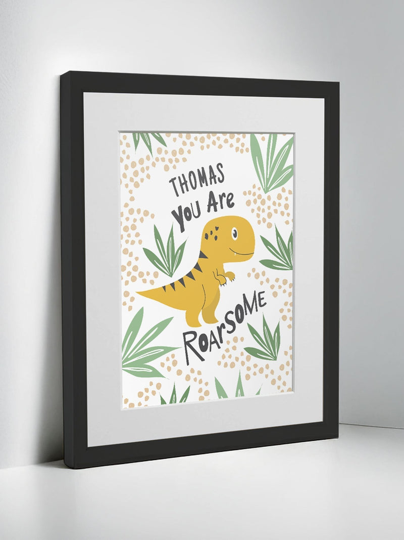Jonnys Sister dinosaur framed print personalised 12x10 inches, UK version