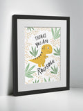 Jonnys Sister dinosaur framed print personalised 12x10 inches, UK version
