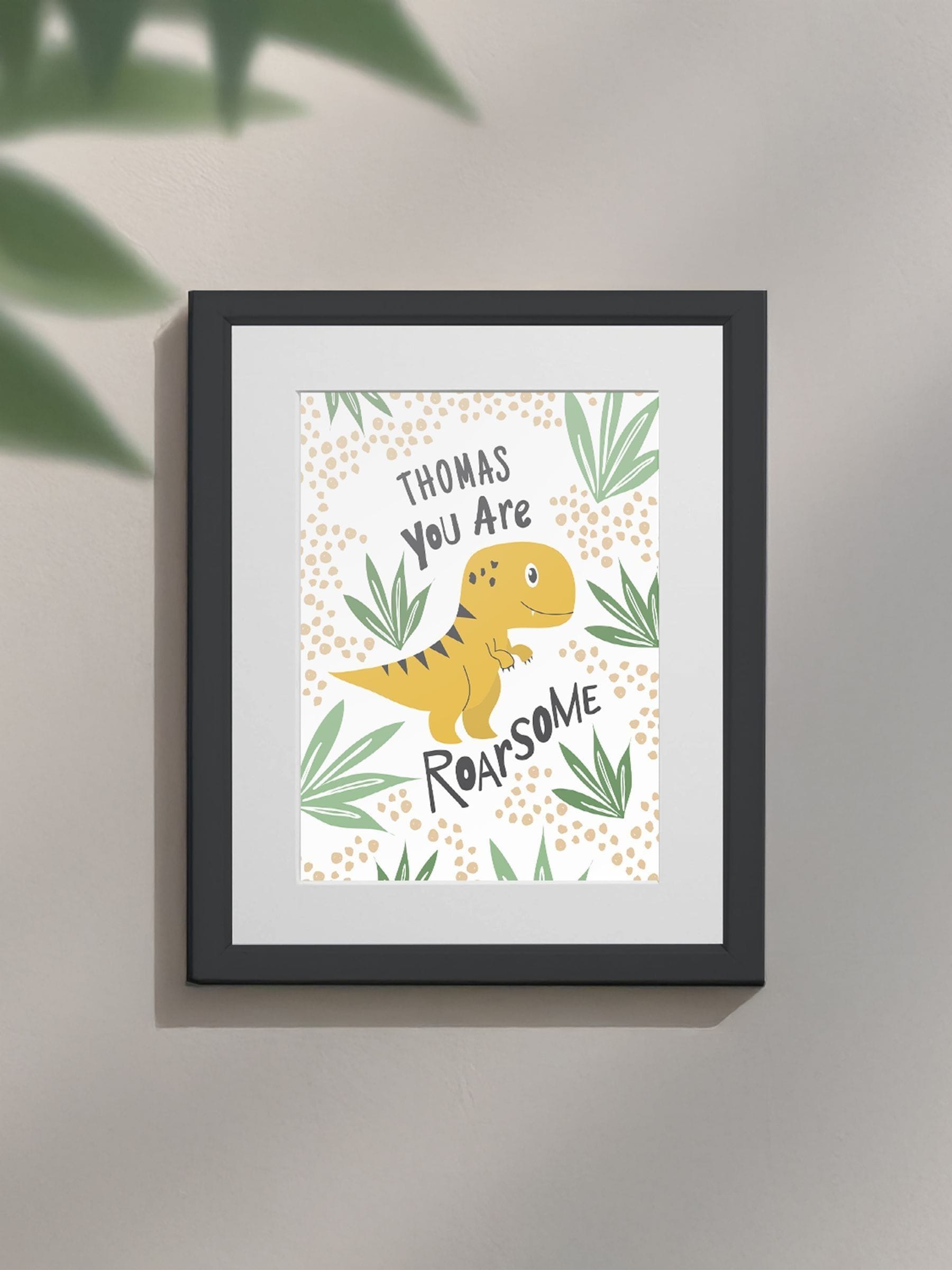 Jonnys Sister dinosaur framed print personalised 12x10 inches, UK version