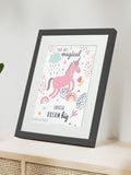Jonnys Sister unicorn framed print 12x10 inches, imported from the UK