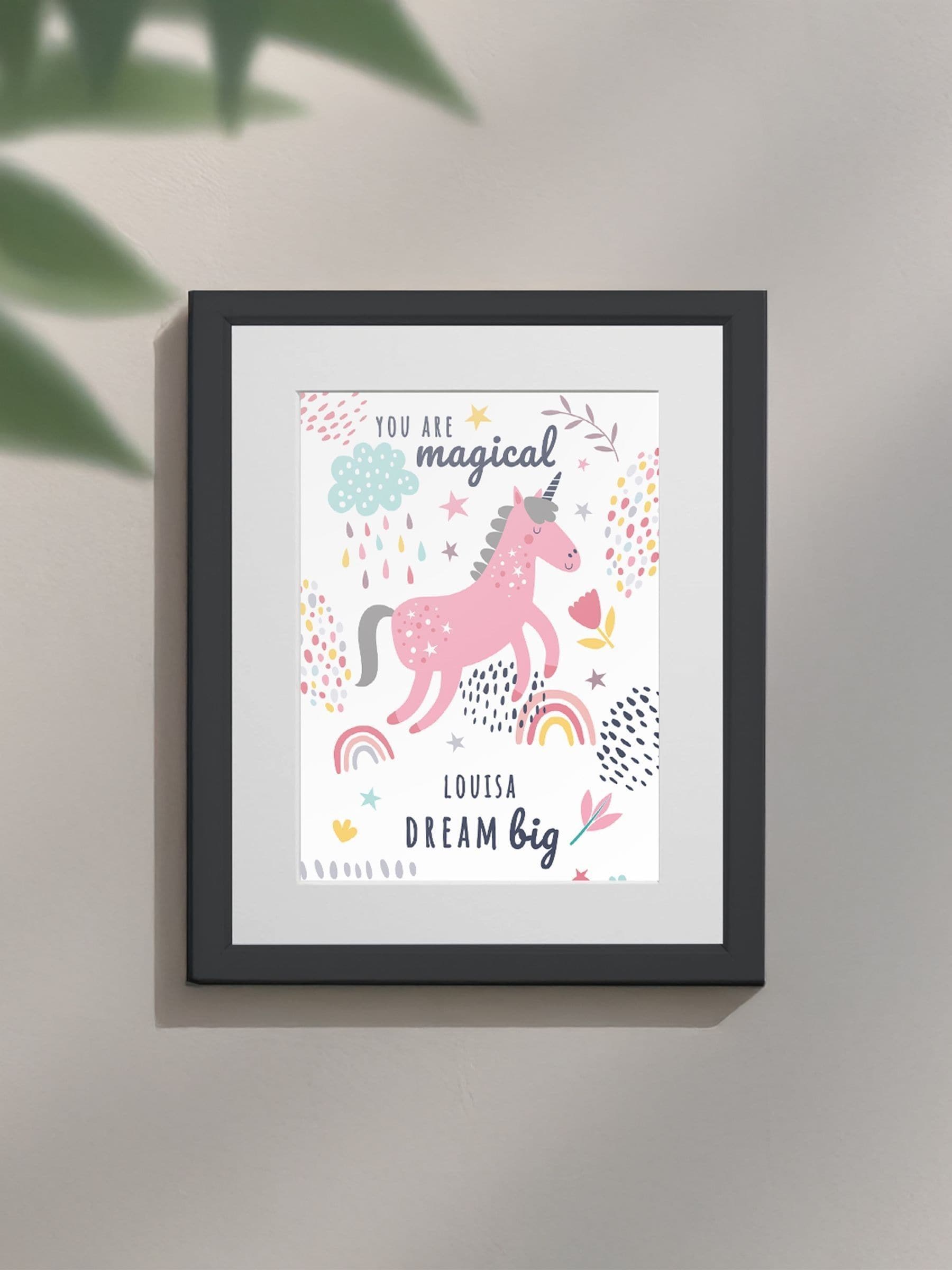 Jonnys Sister unicorn framed print 12x10 inches, imported from the UK