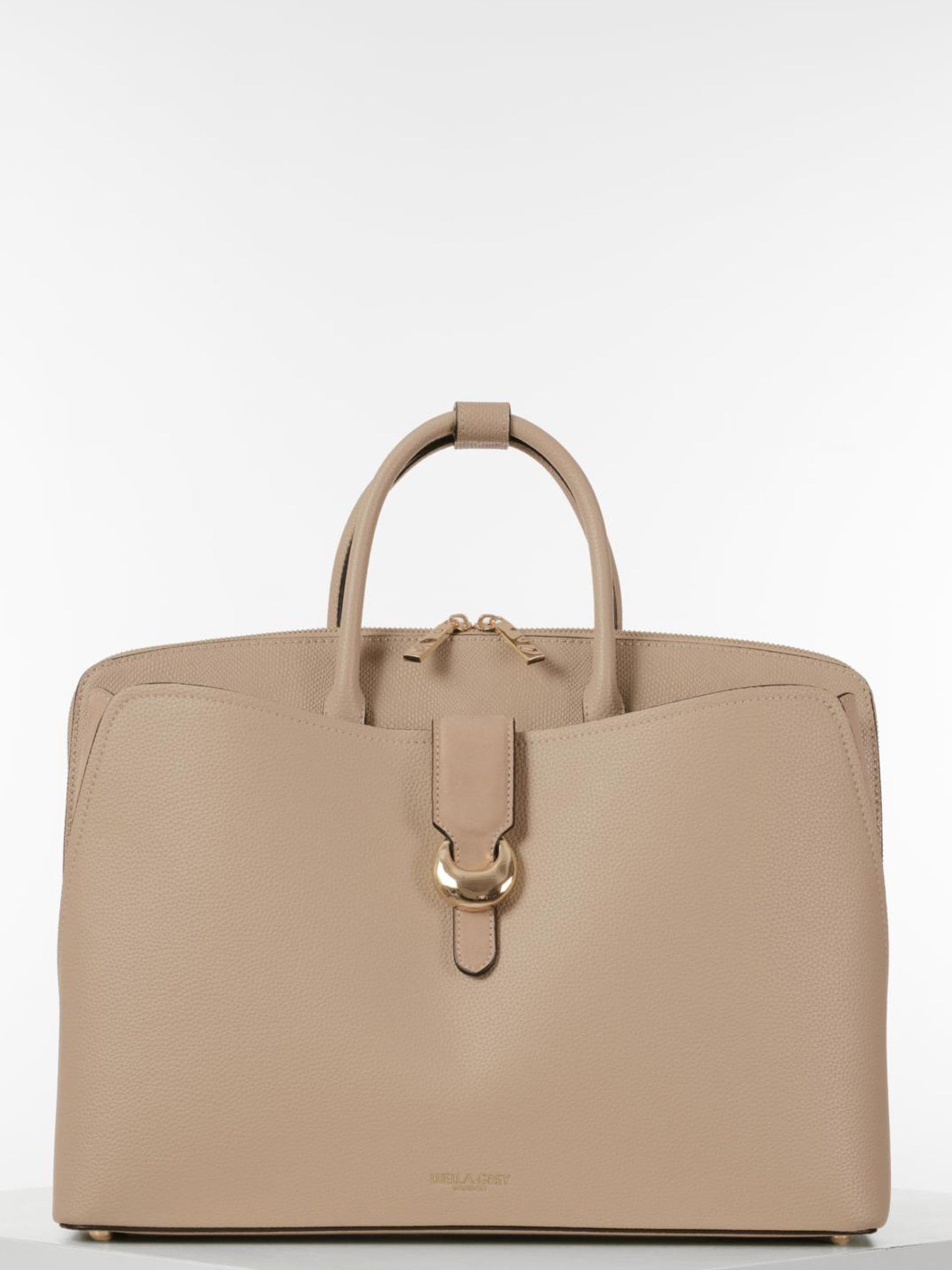 Luella Grey Taupe Carlotta Laptop Tote, imported from the UK