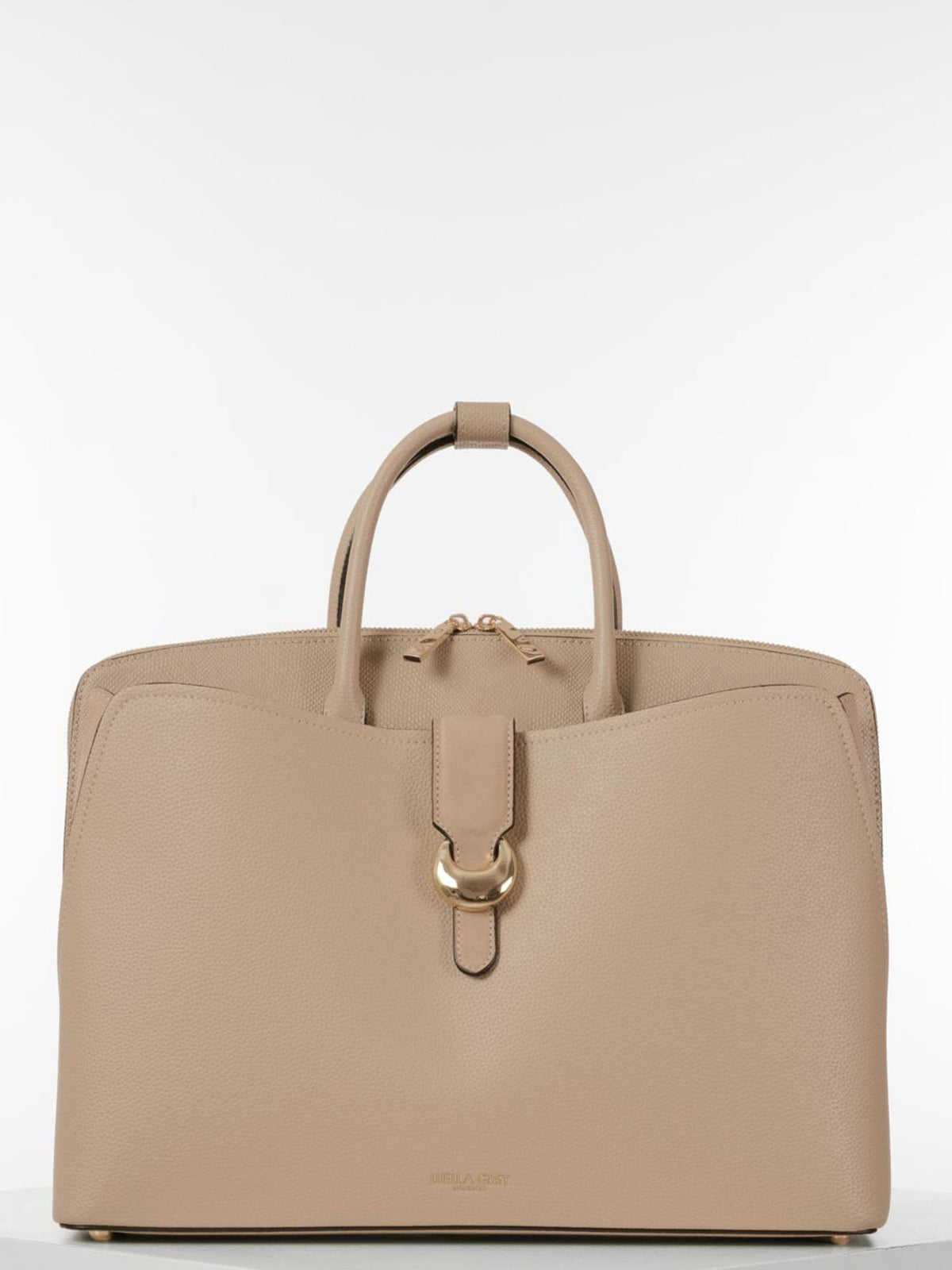 Luella Grey Taupe Carlotta Laptop Tote, imported from the UK