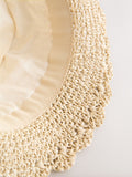 Cream straw sun hat with 3D ears and embroidered face, imported from the UK