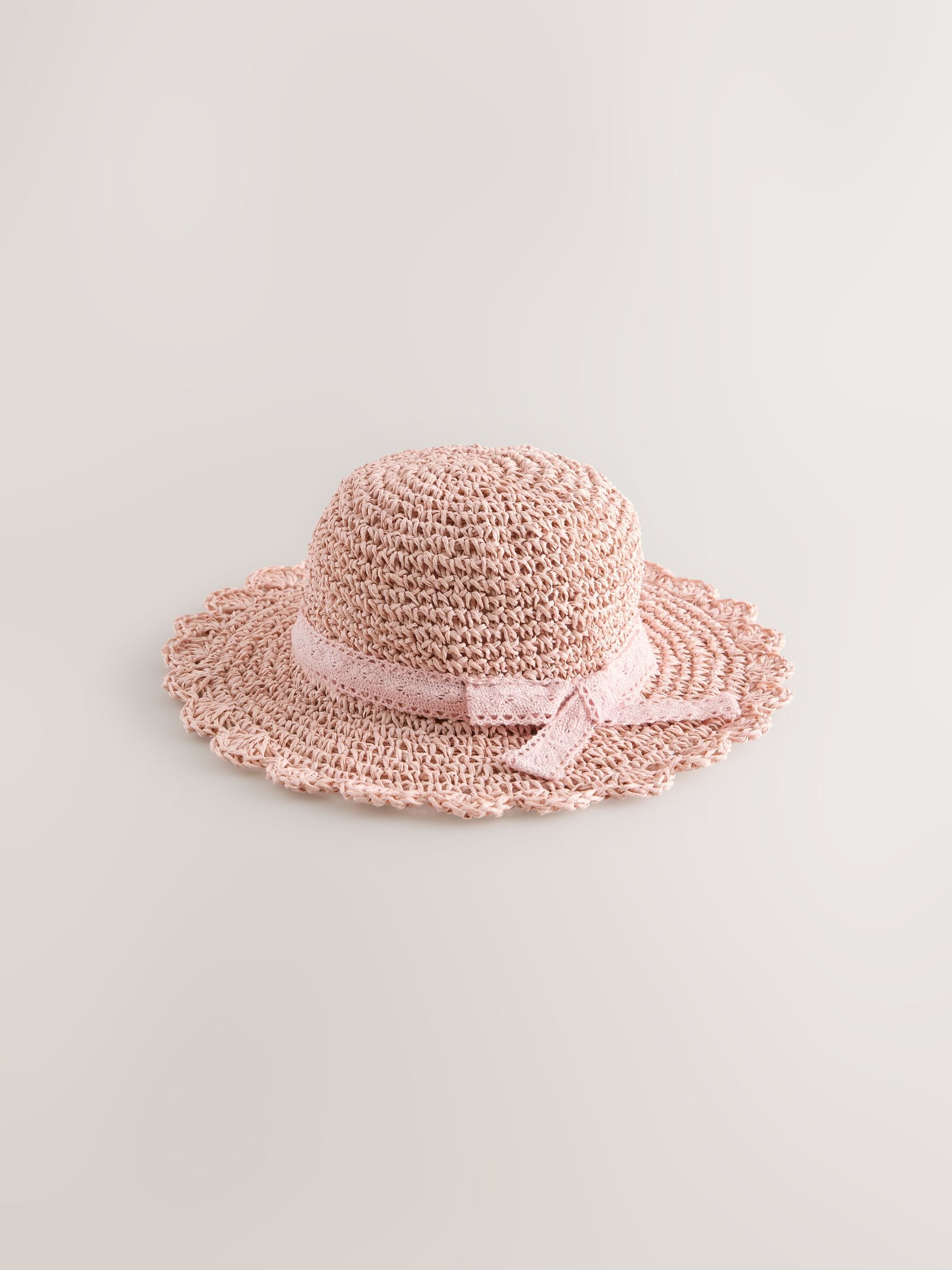 Pink Straw Sun Hat (1-13yrs)
