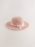 Pink Straw Sun Hat (1-13yrs)