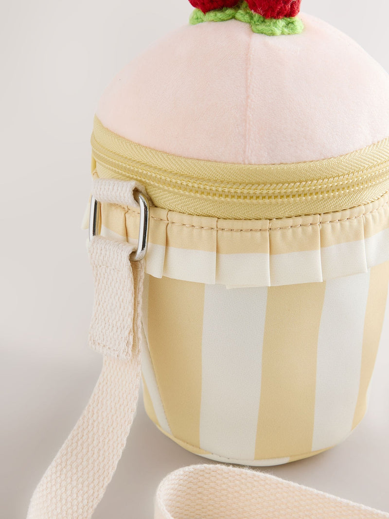 Pink cupcake cross-body bag 14cm height, imported from the UK