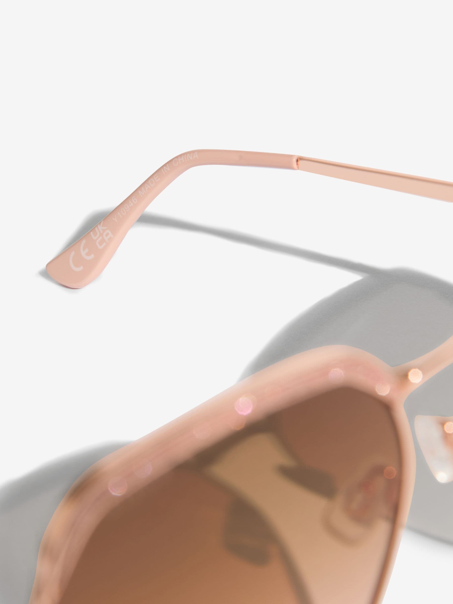 Lipsy Gold Oversized Glitter Metal Frame Sunglasses
