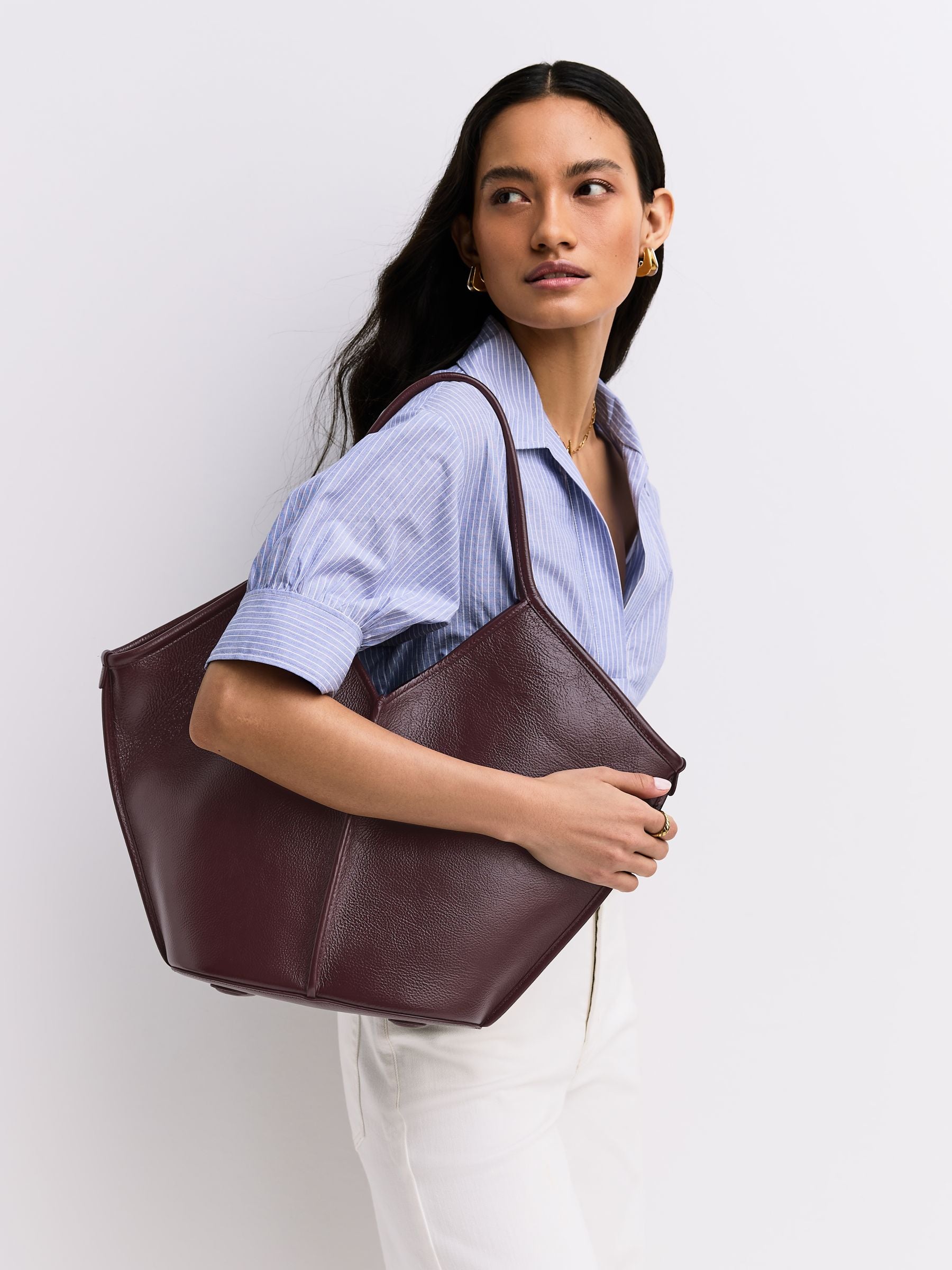 Hereu Studio Burgundy Calella distressed leather tote, UK version