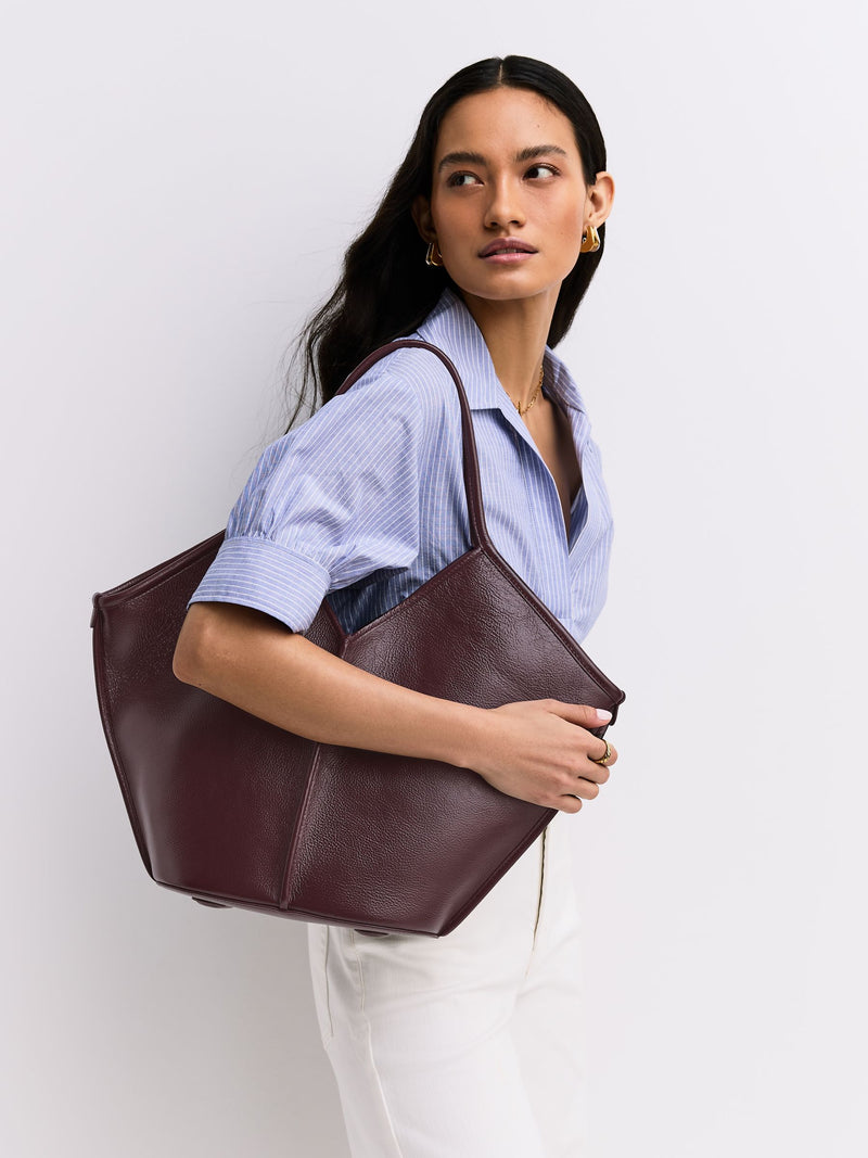 Hereu Studio Burgundy Calella distressed leather tote, UK version