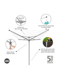 Brabantia Topspinner rotary dryer metallic grey 60m, UK version
