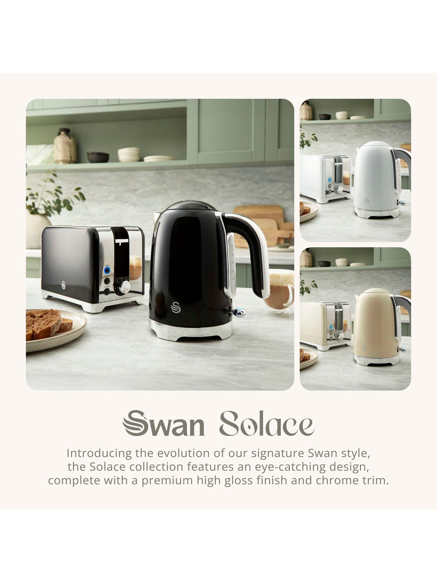 Swan Black Solace 2 slice toaster - British product