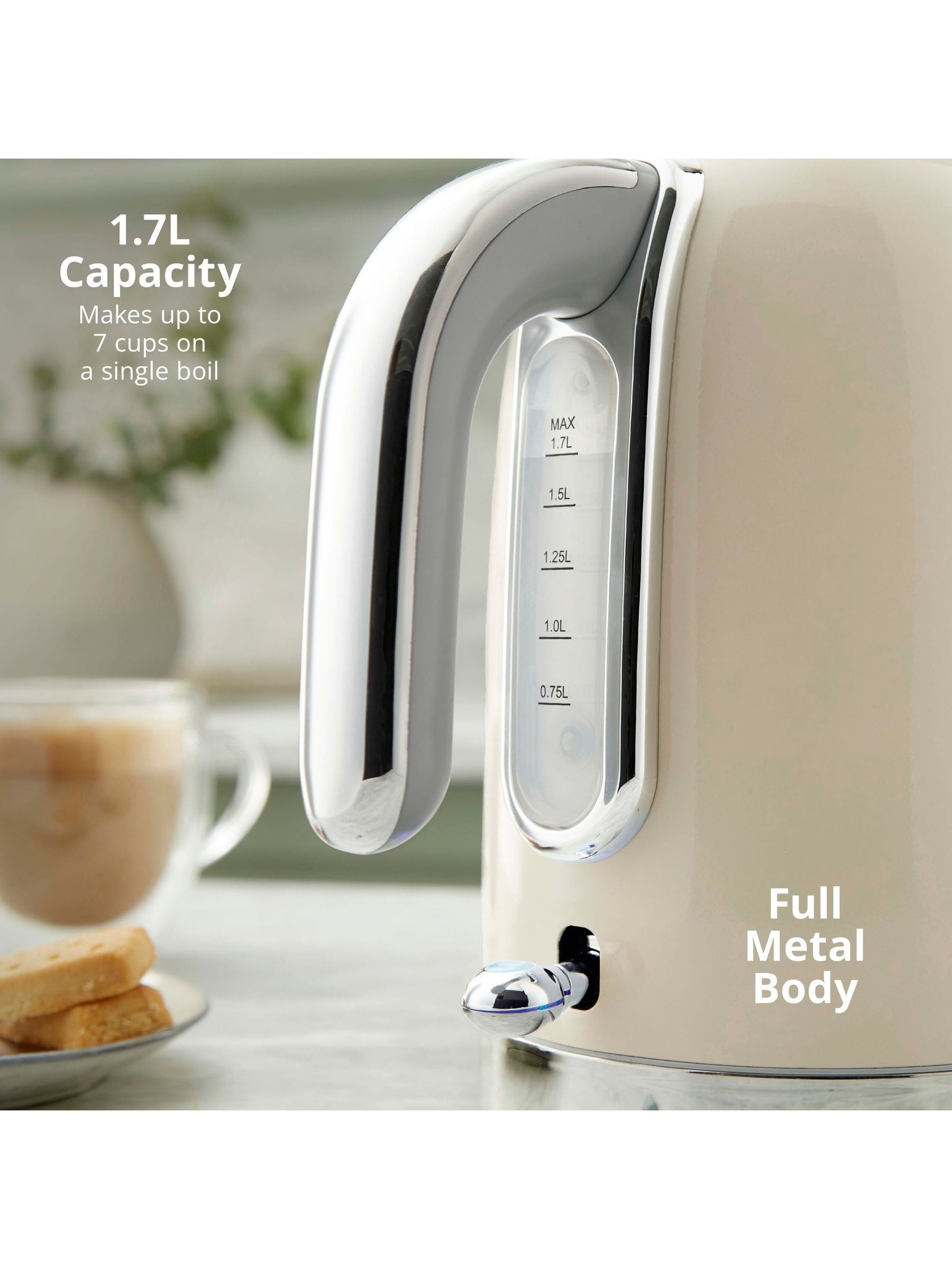 Swan Cream Solace cordless kettle 1.7L (British brand)