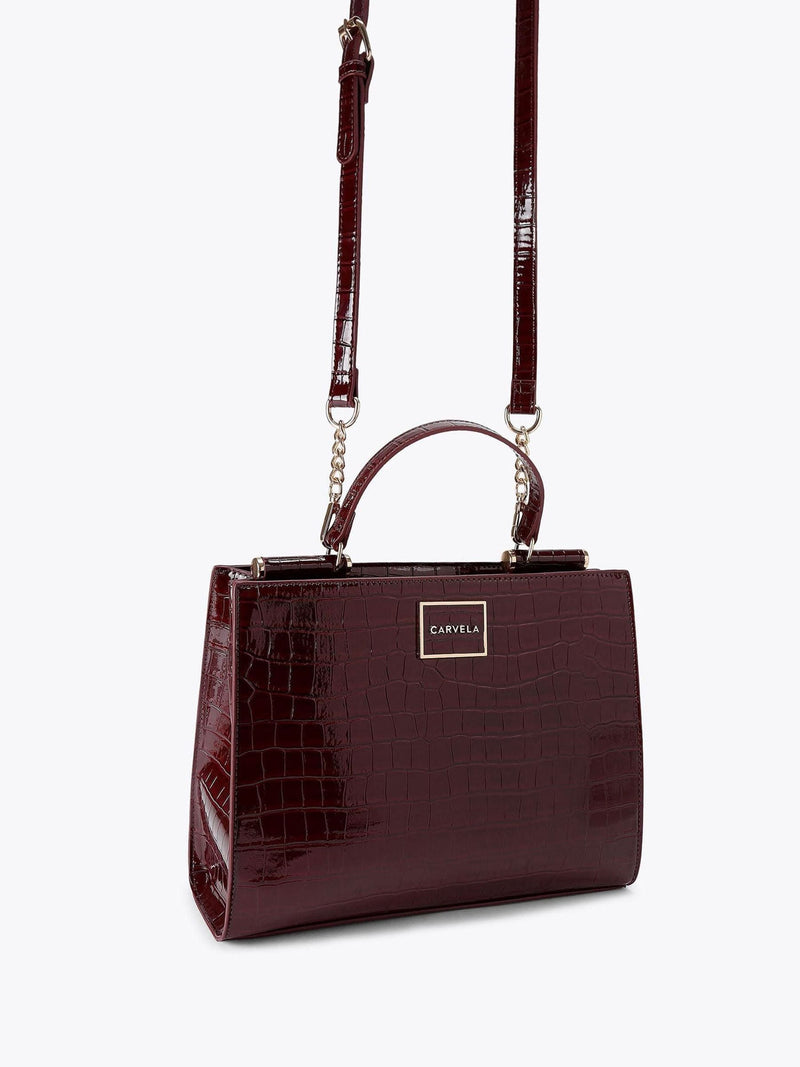 Carvela Wine Red Jessica Mini Tote handbag, imported from the UK