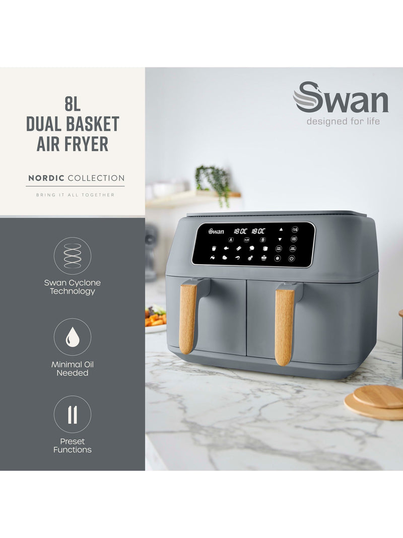 Swan Grey Nordic Duo 13-in-1 Air Fryer ONE (British brand)