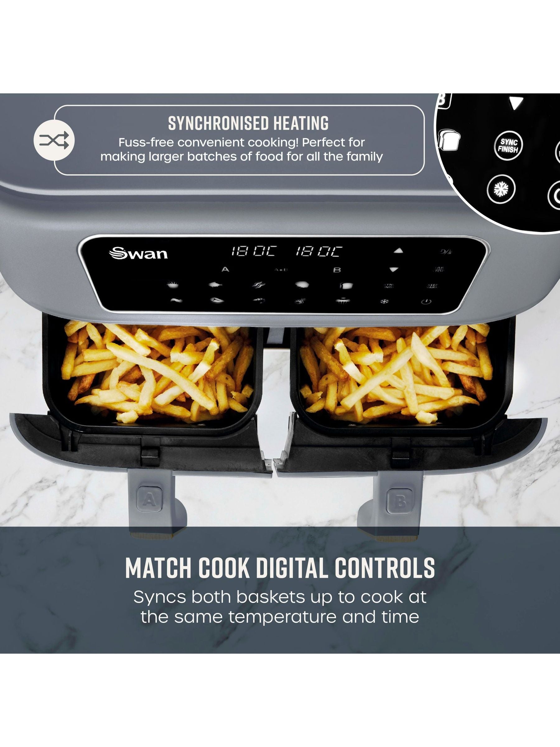 Swan Grey Nordic Duo 13-in-1 Air Fryer ONE (British brand)