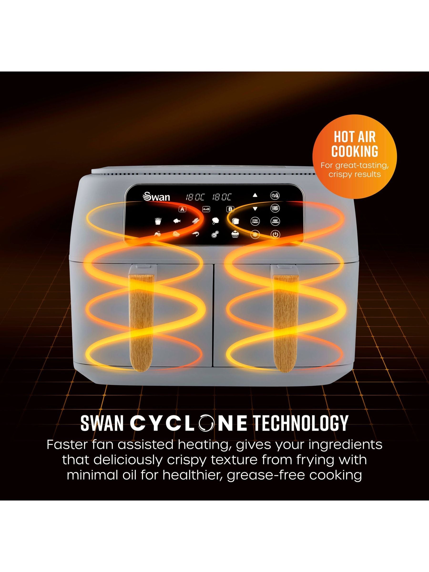 Swan Grey Nordic Duo 13-in-1 Air Fryer ONE (British brand)