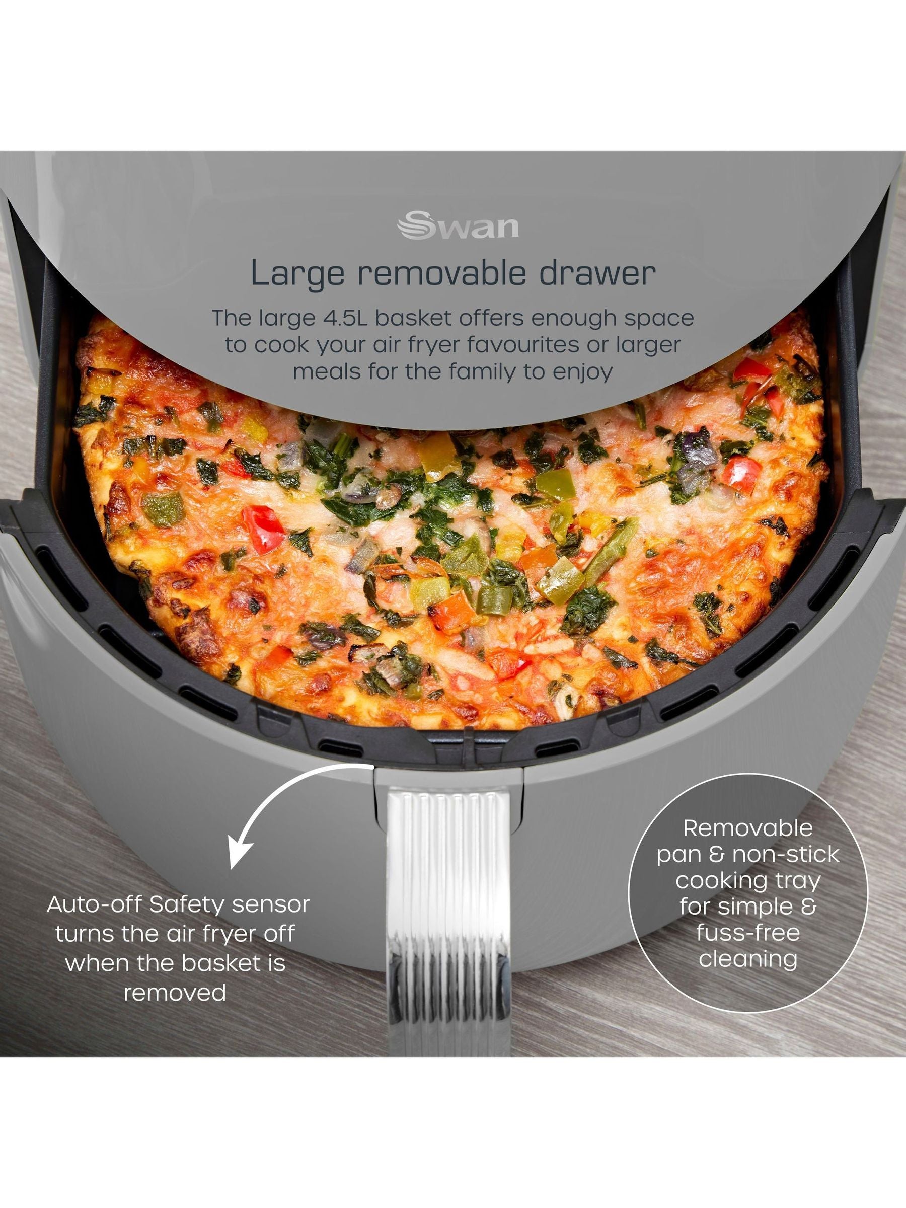 Swan grey retro digital air fryer 4.5L (British brand)