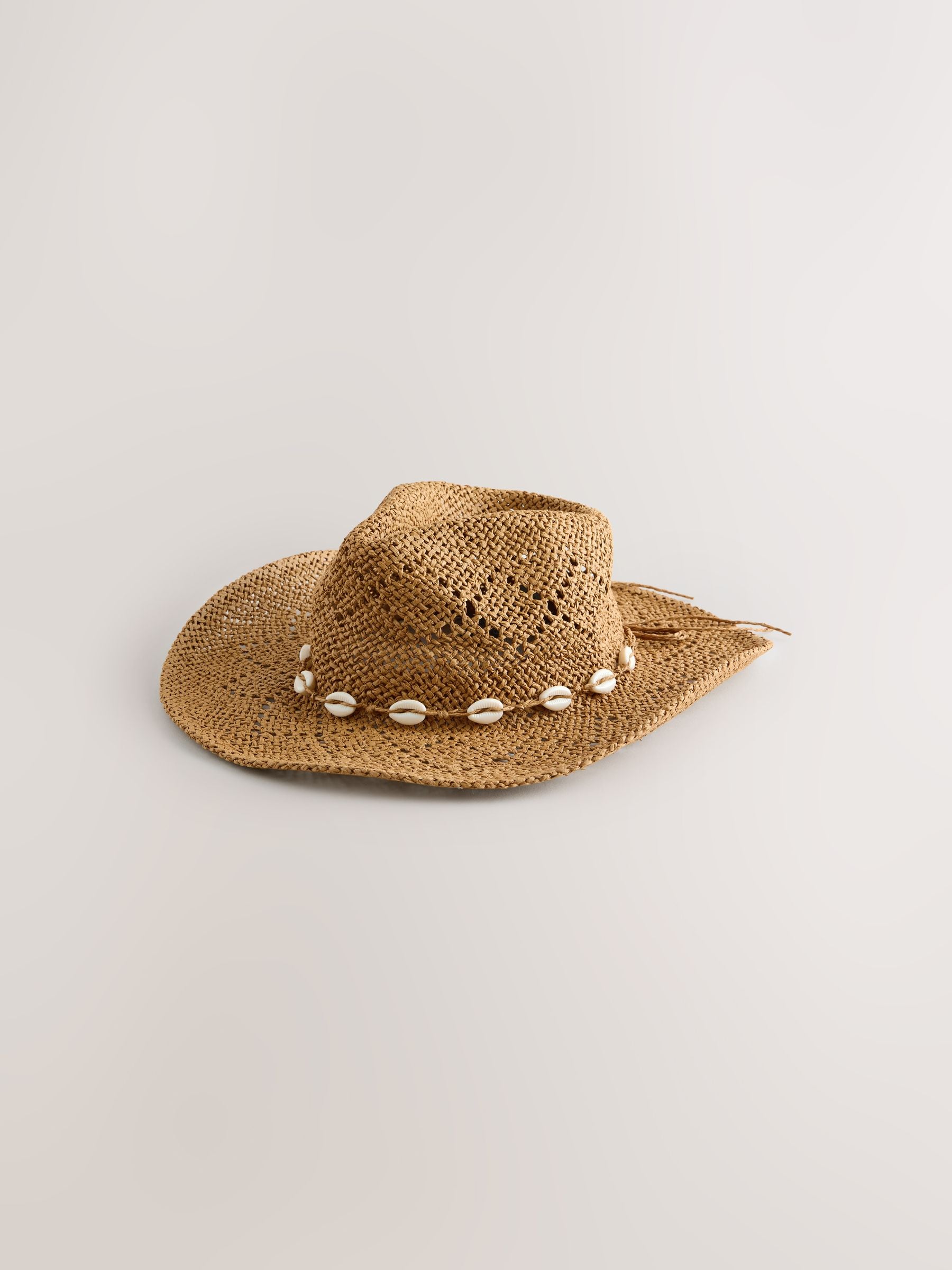 Dark natural raffia western hat in paper and polyester - British product