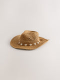Dark natural raffia western hat in paper and polyester - British product