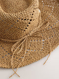 Dark natural raffia western hat in paper and polyester - British product