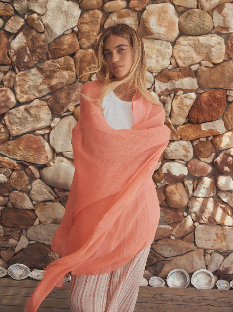 Linen scarf sarong bright pink multiway, UK version