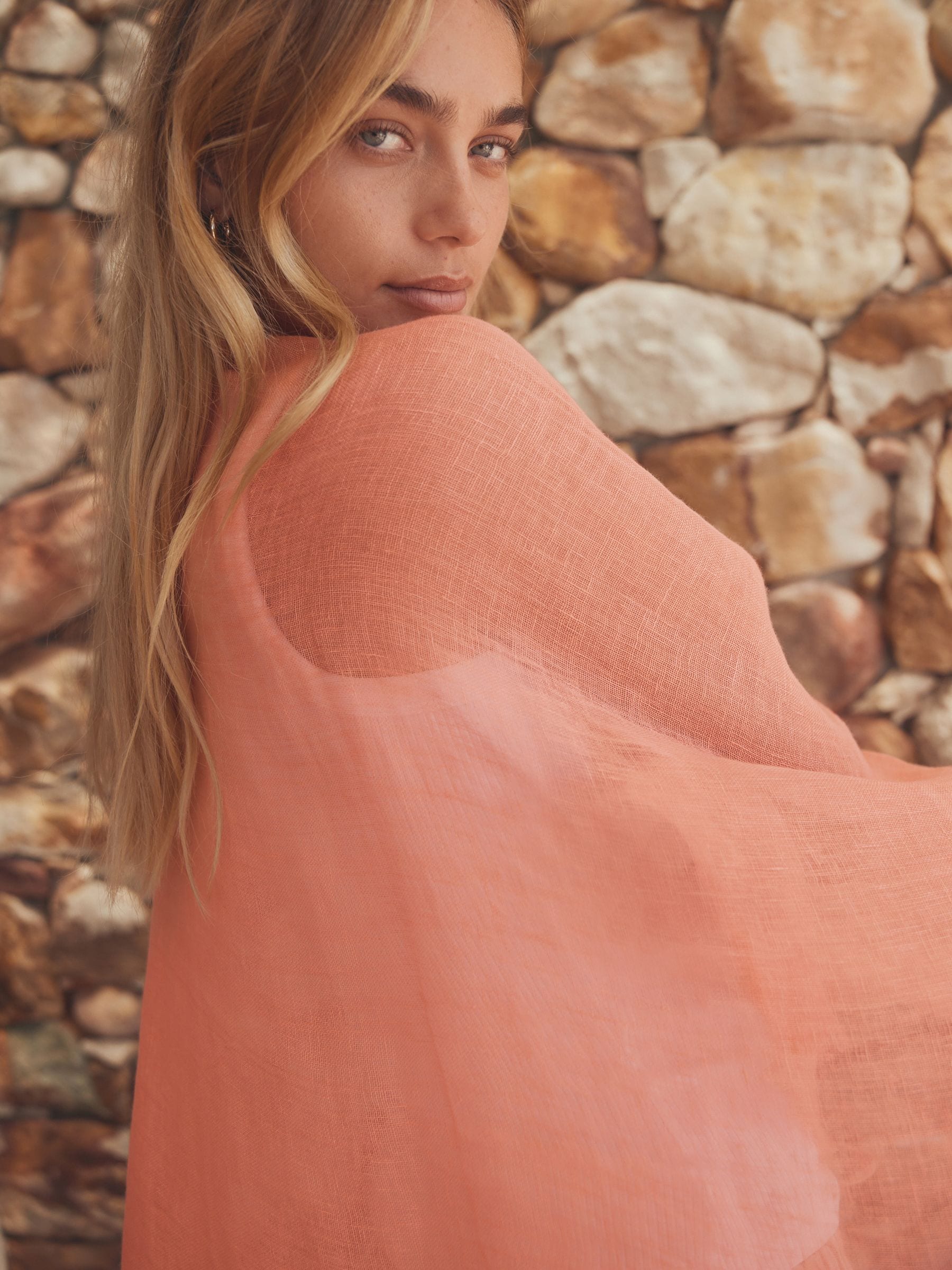Linen scarf sarong bright pink multiway, UK version