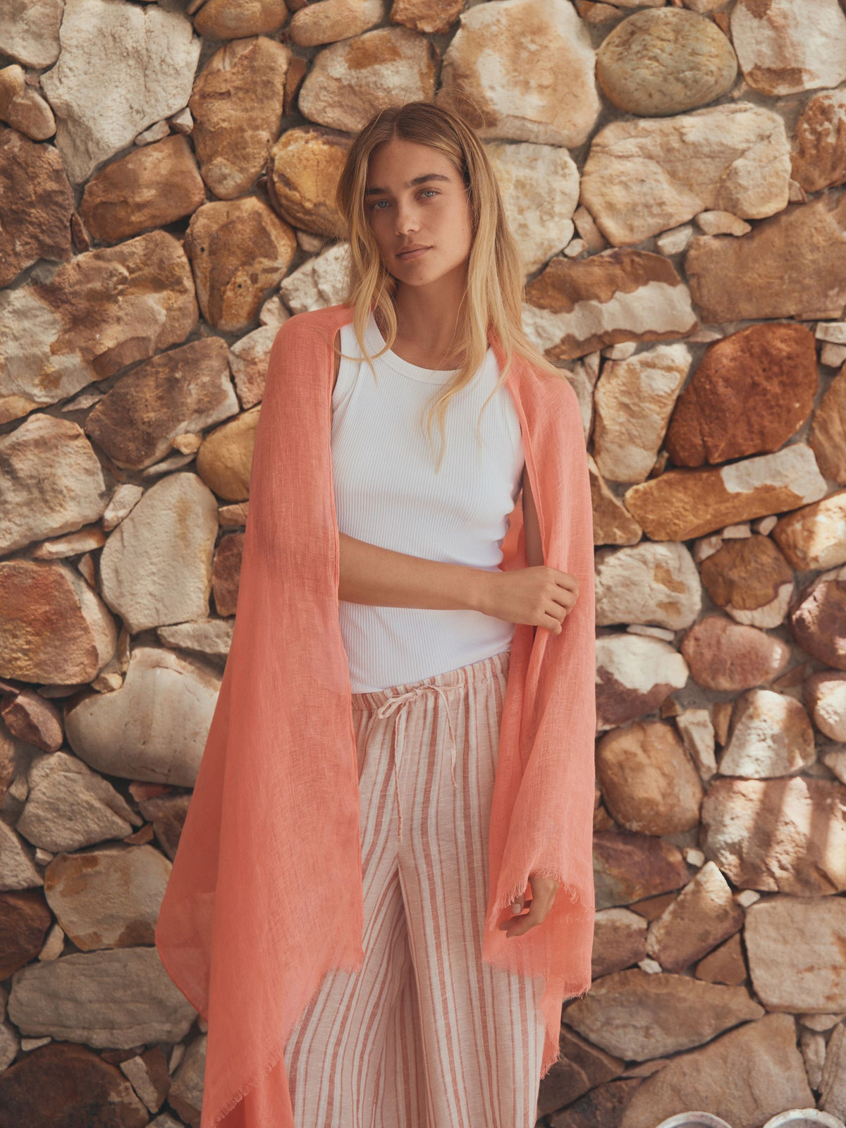 Linen scarf sarong bright pink multiway, UK version