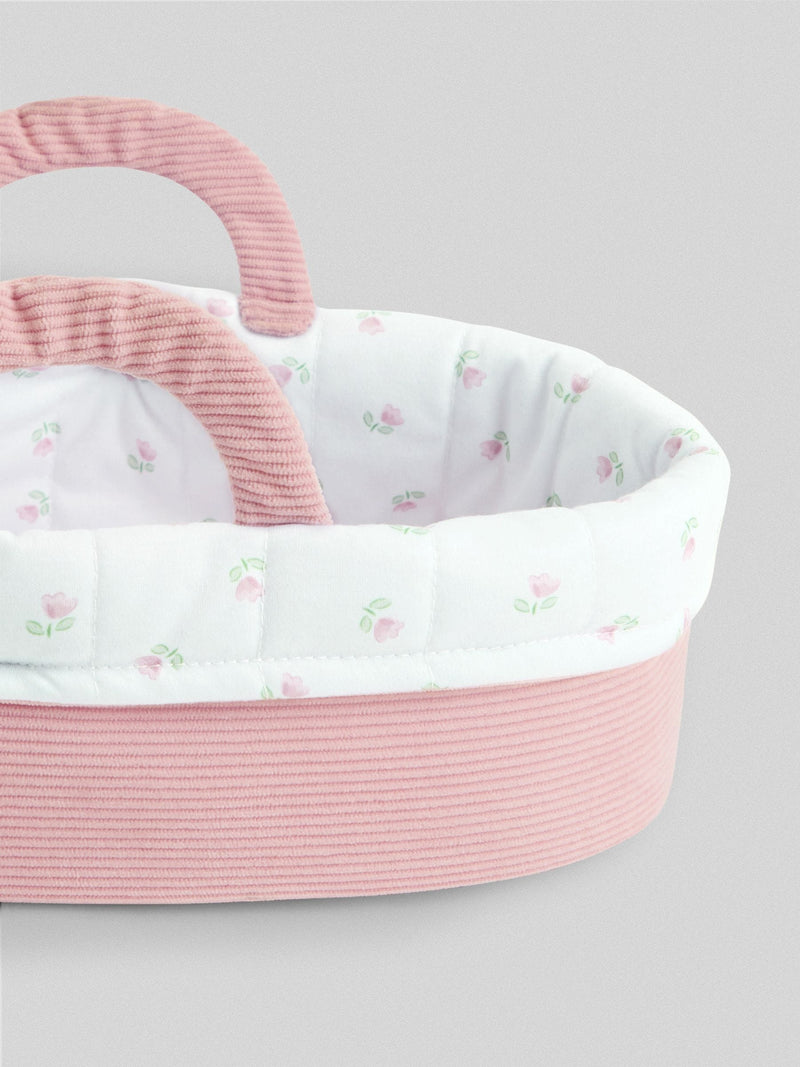 JoJo Maman Bébé pink personalised doll carry cot, UK version