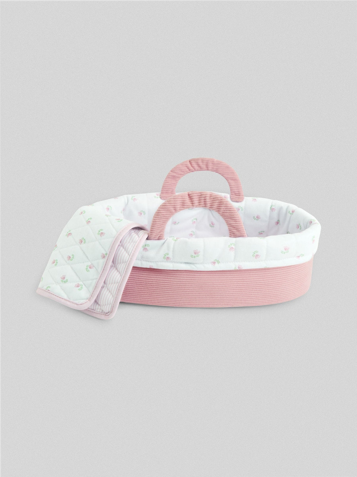JoJo Maman Bébé pink personalised doll carry cot, UK version
