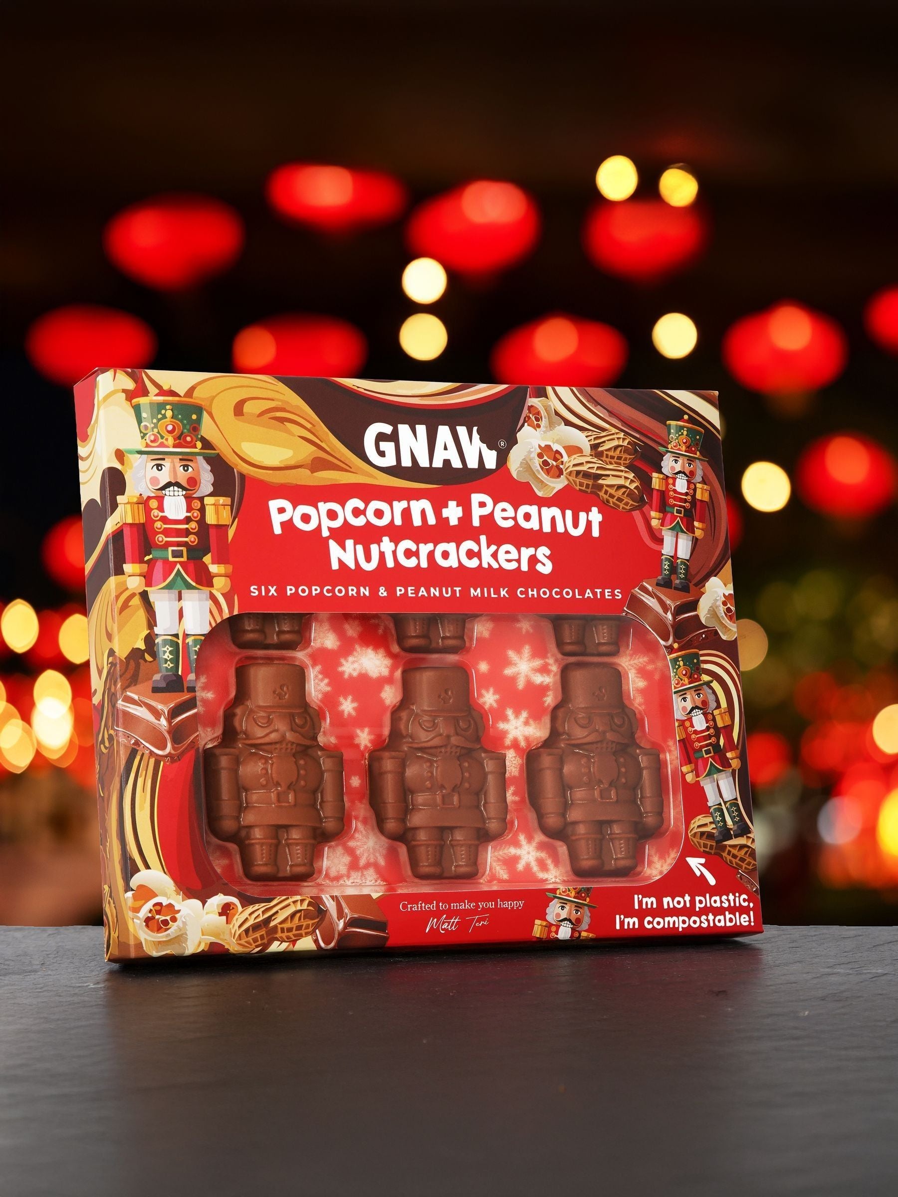 Gnaw Popcorn Peanut Mini Nutcracker Chocolate Gift Set, UK version