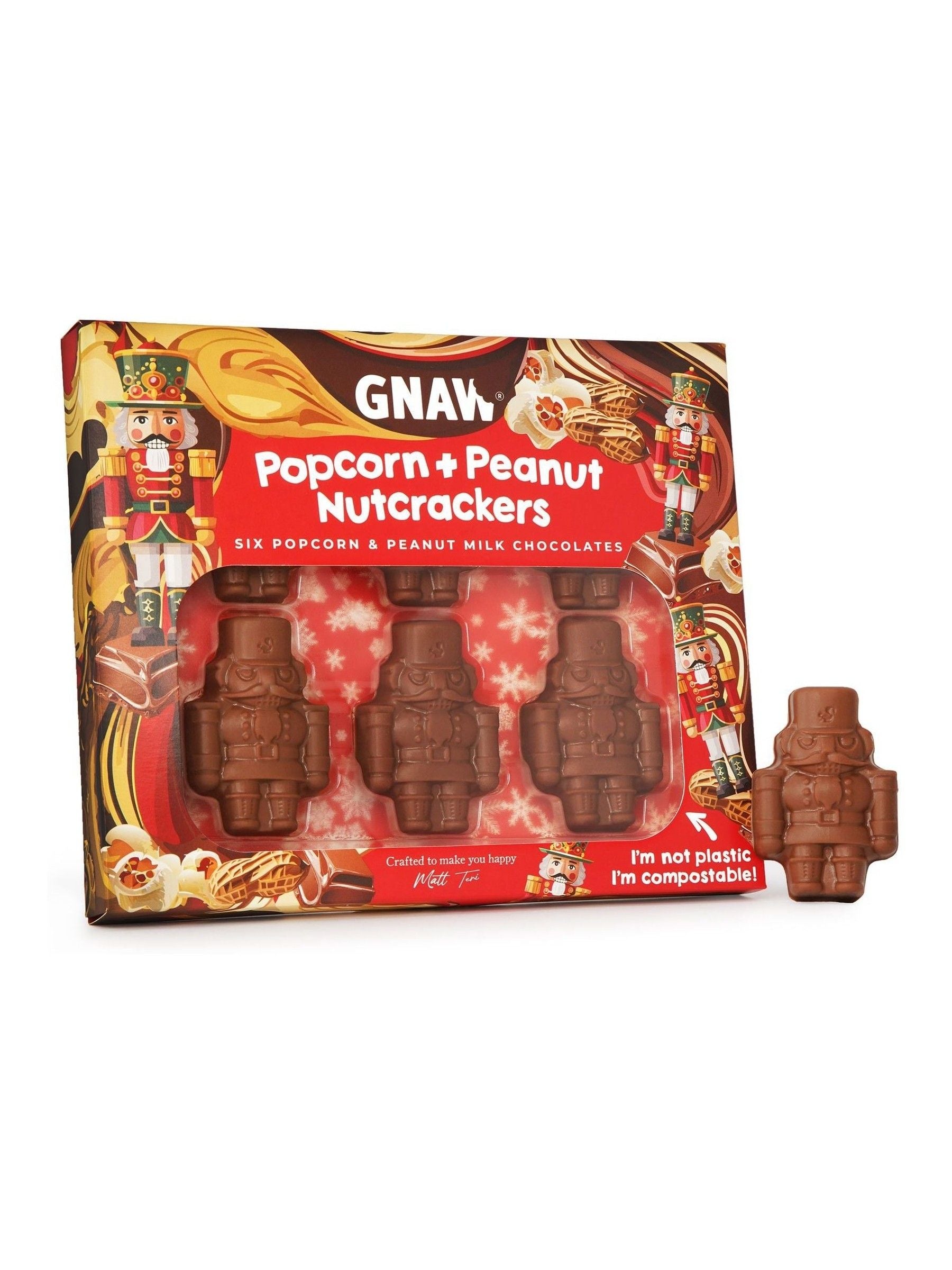 Gnaw Popcorn Peanut Mini Nutcracker Chocolate Gift Set, UK version