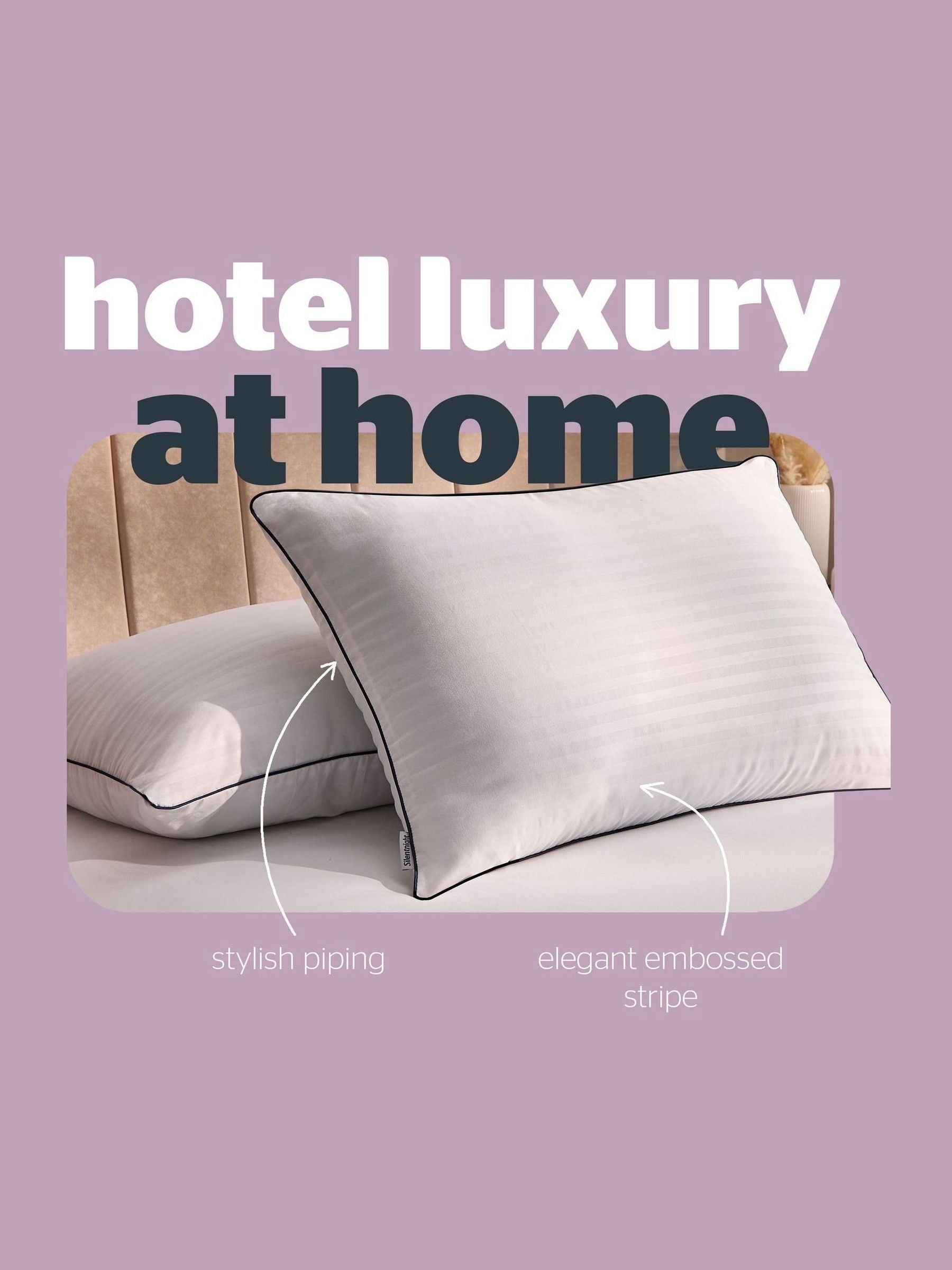 Silentnight Luxury Piped Hotel Collection pillows 4 pack (British brand)