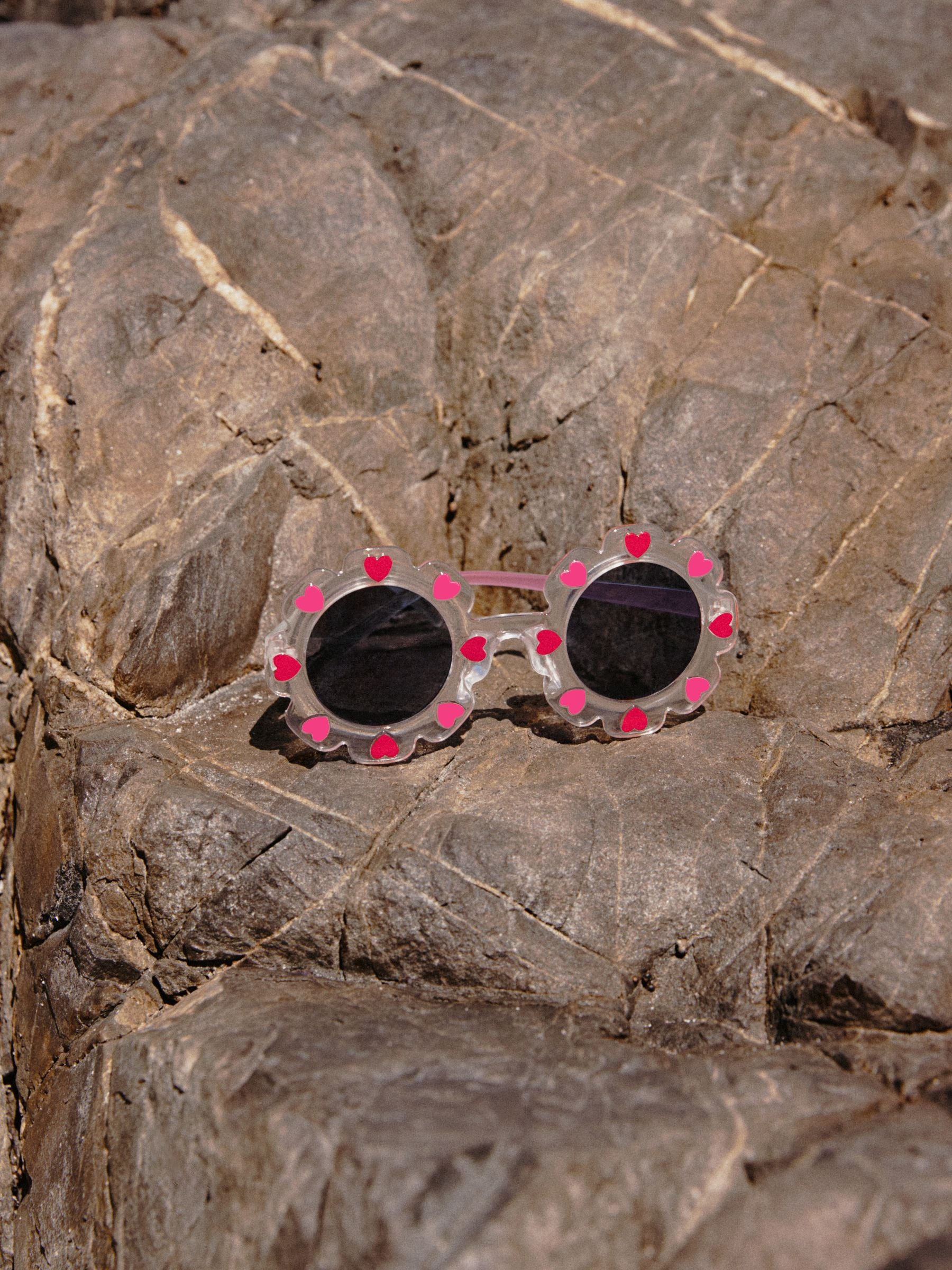 Red Hearts/White Flower Sunglasses