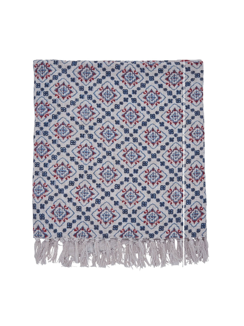 Joules Blue Cream Country Tiles throw 150x200cm, UK version