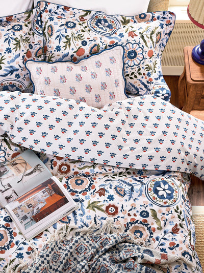 Next Joules Navy Multi Festival Flowers Duvet Cover and Pillowcase Set- Buy online at McGrocer