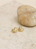 Gold Plated Brushed Heart Stud Earrings