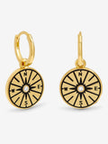 Gold Tone Jet Compass Hoop Earrings 16mm x 28mm