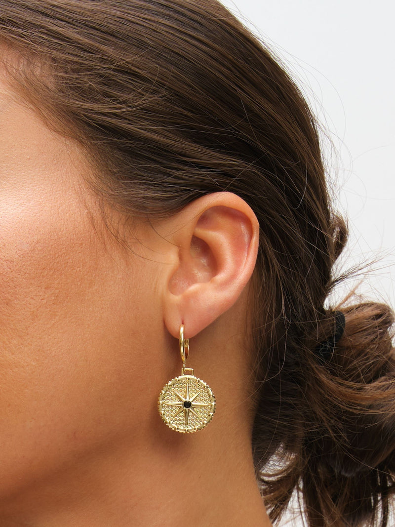 Inicio Gold Tone Jet Star Charm Earrings