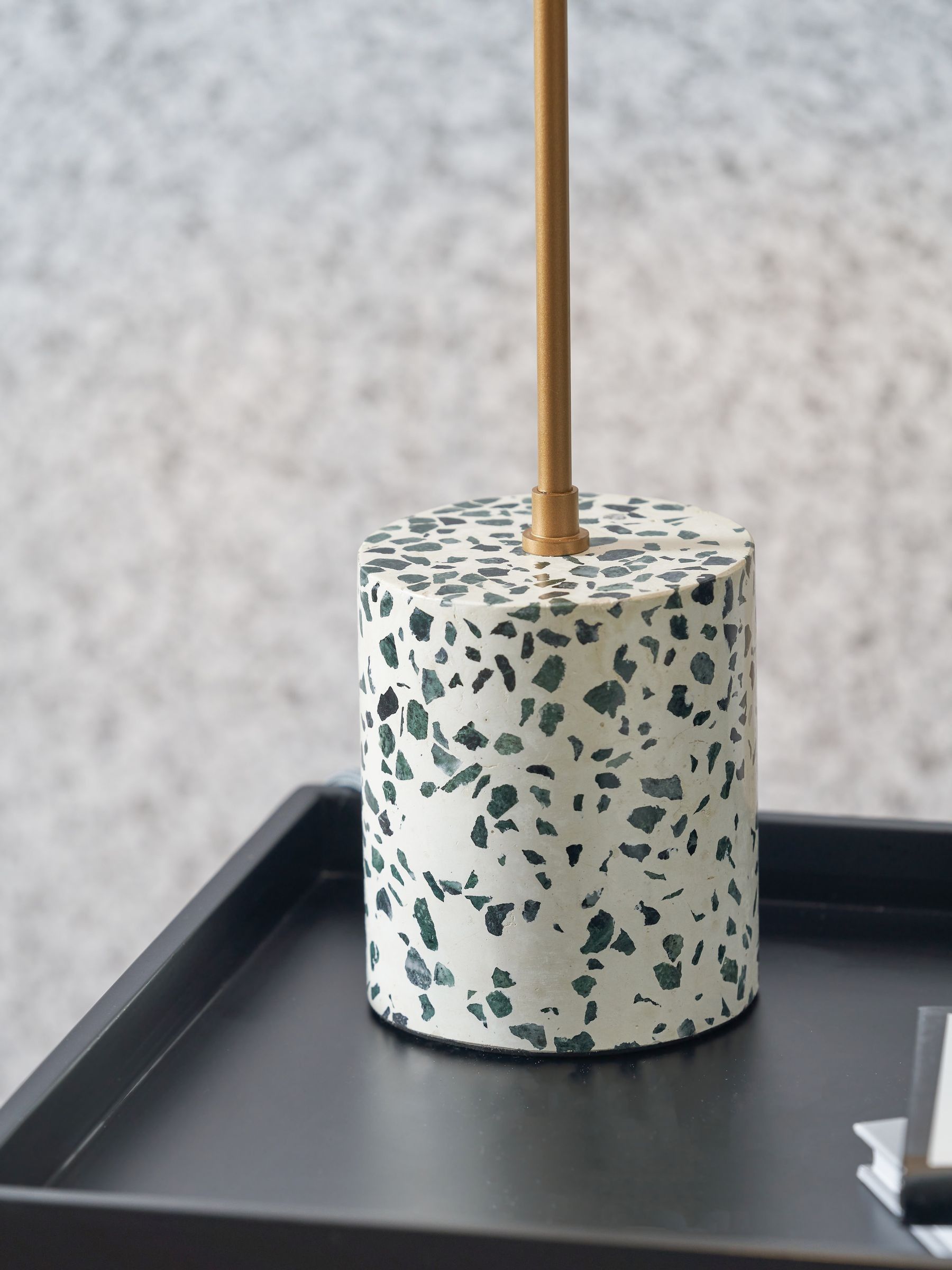 Designers Guild grey Pavonazzo terrazzo table lamp (British brand)