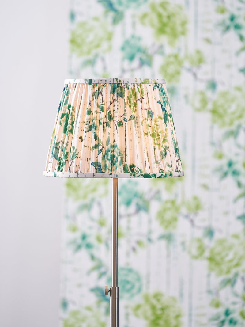 Designers Guild emerald Kyoto flower pleated lampshade, imported from the UK
