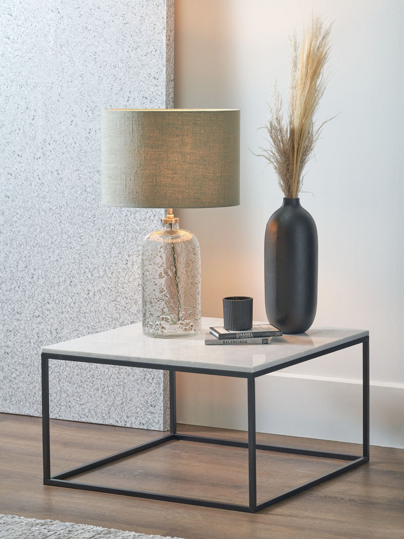 Designers Guild grey bubble glass table lamp pistachio jute linen shade (British brand)
