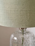 Designers Guild grey bubble glass table lamp pistachio jute linen shade (British brand)