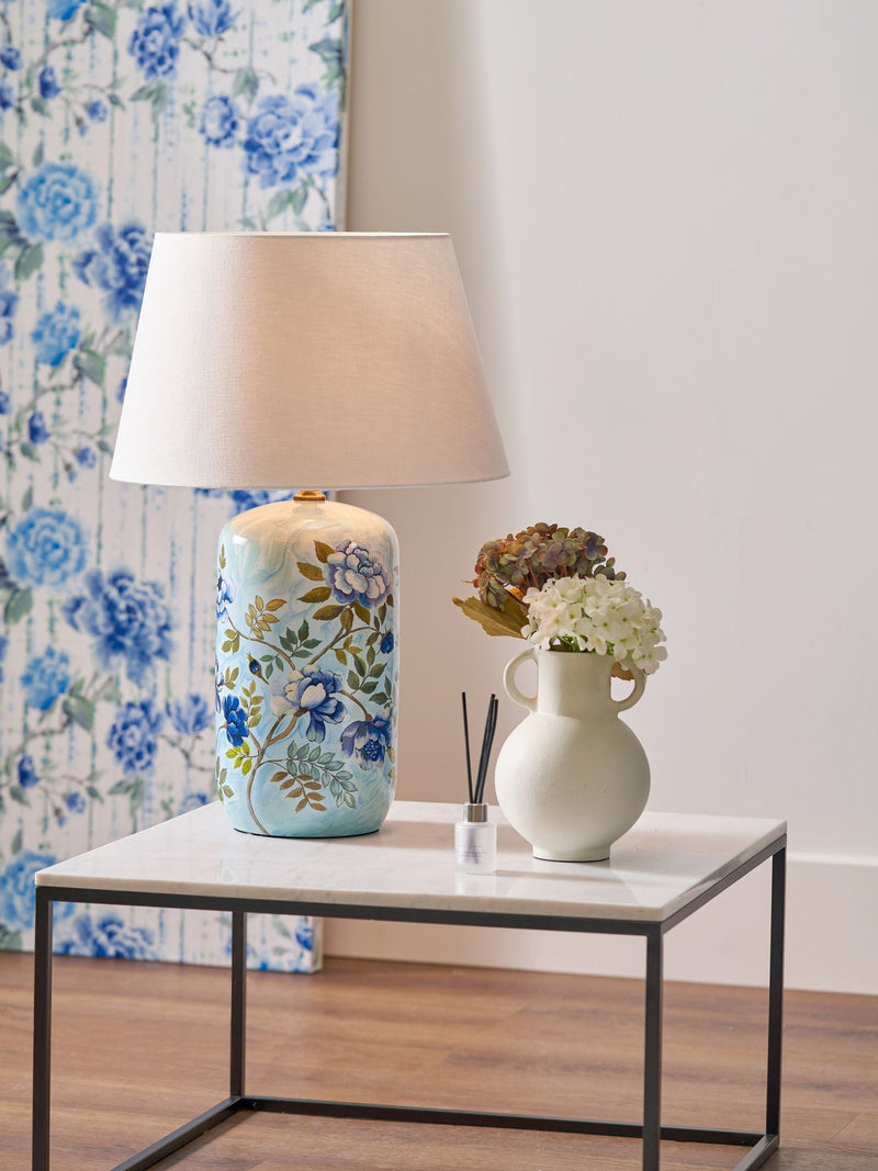 Designers Guild blue Porcelaine de Chine table lamp set, UK version