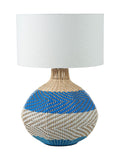 Designers Guild cobalt blue rattan table lamp, UK version