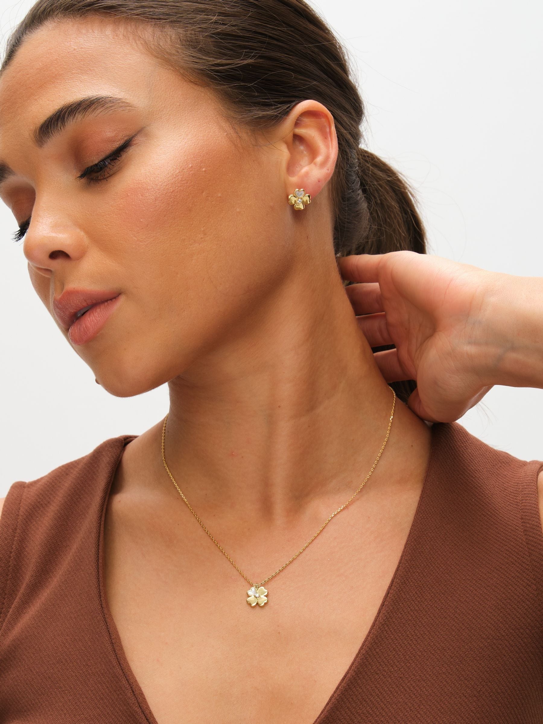 Inicio Gold Cubic Zirconia Clover Jewelry Set, UK version
