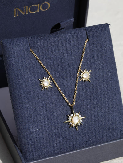 Inicio Gold Zirkonia Stern Set Geschenkbox