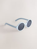 Blue and yellow round sunglasses (British brand)