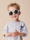 Blue and yellow round sunglasses (British brand)
